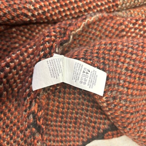 Lucky Brand Long Ikat‎ Cardigan Knit Sweater Black Maroon Wool Acrylic Medium - Picture 6 of 11